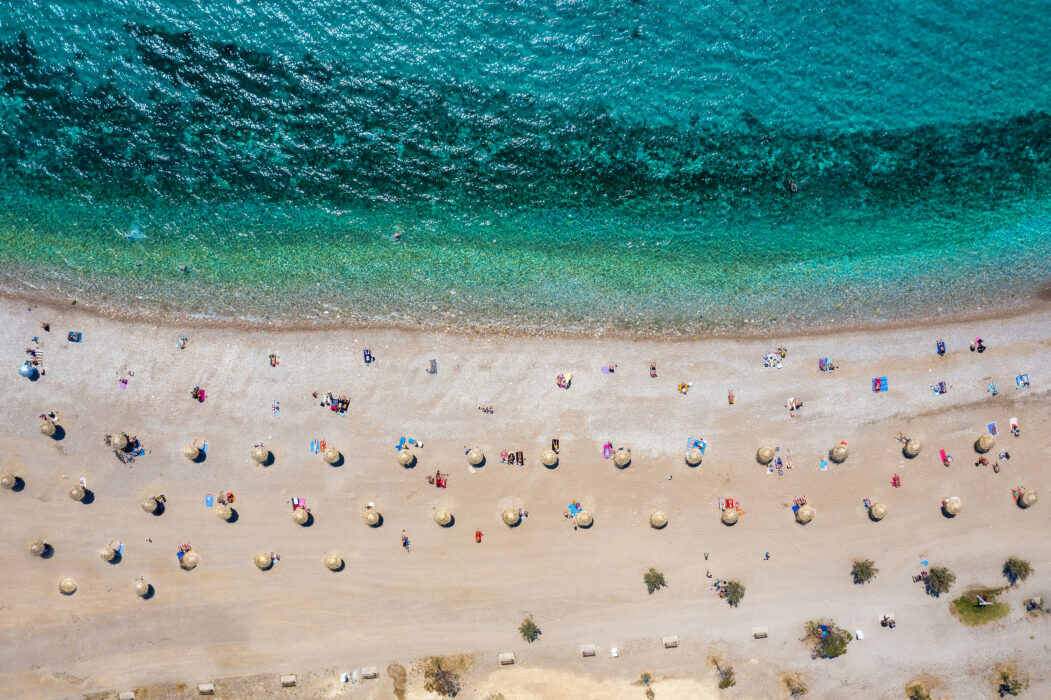 									Aerial,Top,Down,View,To,The,Beach,Of,Glyfada,District,									