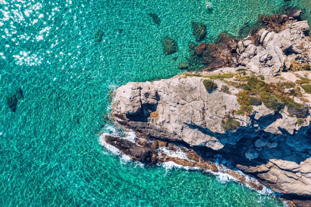 									Aerial,Drone,View,Over,Western,Coast,And,Glyfada,Beach,,Island									